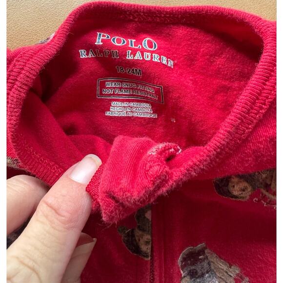 Polo Ralph Lauren sled bear print footless zipper pajamas size 18-24 months - Picture 4 of 4